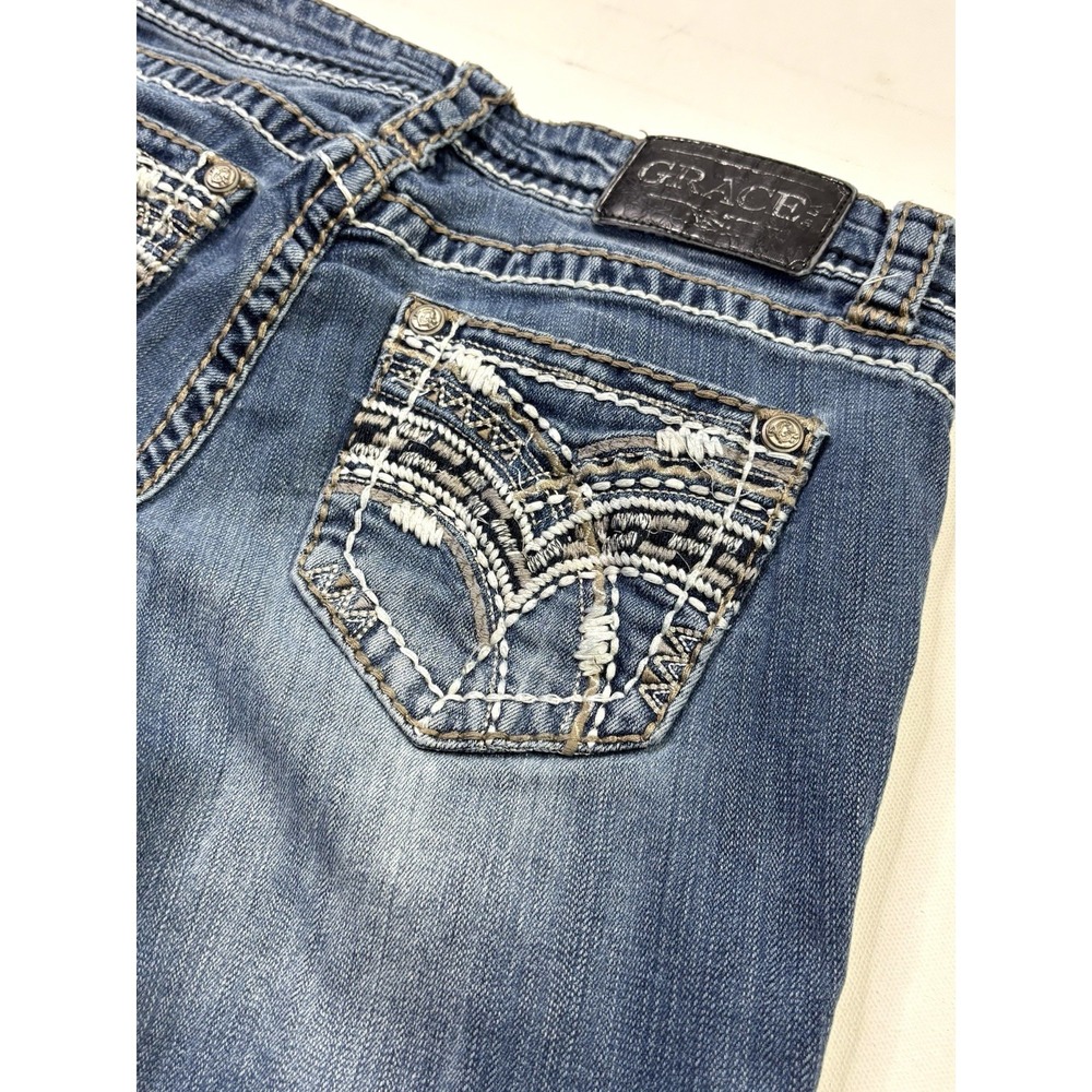Grace in LA Jeans Women's 28 Embellished Pocket Skinny Blue Denim Y2K - Picture 14 of 14